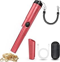 Rechargeable Metal Detector Pinpointer for Adults & Kids, 360° Waterproof Detection Handheld Pin Pointer Wand, Quick One Button Adjustment 3 Sensitivity Levels 6 Modes for Treasure Hunting