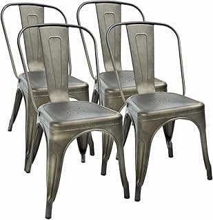 FDW Metal Dining Chairs Set of 4 Indoor Outdoor Patio 18 Inch Seat Height Restaurant Stackable 330LBS Weight Capacity Kitchen Tolix Side Bar Chairs