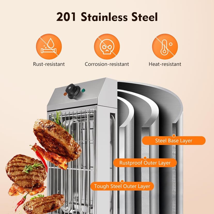 Smokeless Indoor Grill, 1800W Electric Grill with Adjustable Temperature 122°F-302°F and Removable Stainless Steel Griddle, Perfect for Restaurant, Camping, or Party Use