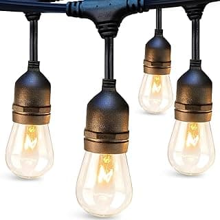 addlon 24FT Outdoor String Lights Commercial Grade Weatherproof Strand Edison Vintage Bulbs, ETL Listed Heavy-Duty Decorative Café Market Patio Lights for Bistro Classic Black