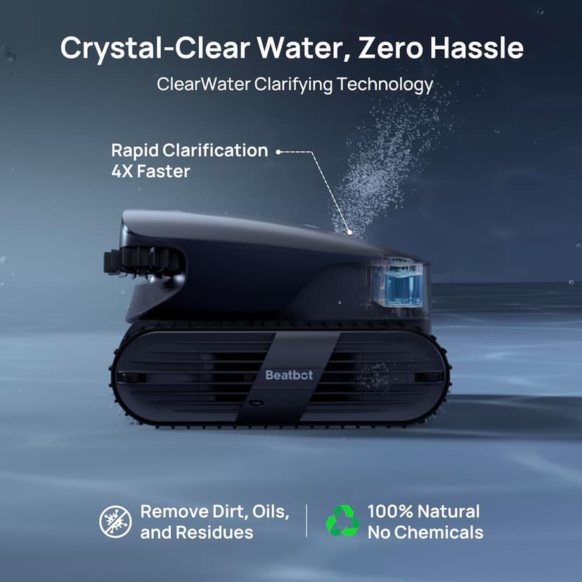 Beatbot AquaSense 2 Ultra Cordless Pool Vacuum Robot for Complex Pools, Pool Mapping with AI Camera, 5-in-1 Cleaning, Smart Surface Parking, Water Surface Cleaning, Water Clarification – Midnight Blue