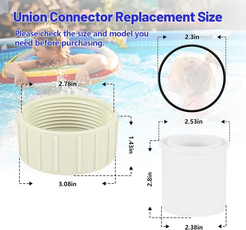 Pool Pump Union Fittings Replacement Pentair SuperFlo & SuperFlo Variable Speed Pool Pump, 2 Inch 350157 PVC Union for Pentair SuperFlo VS 342001-2 Pack