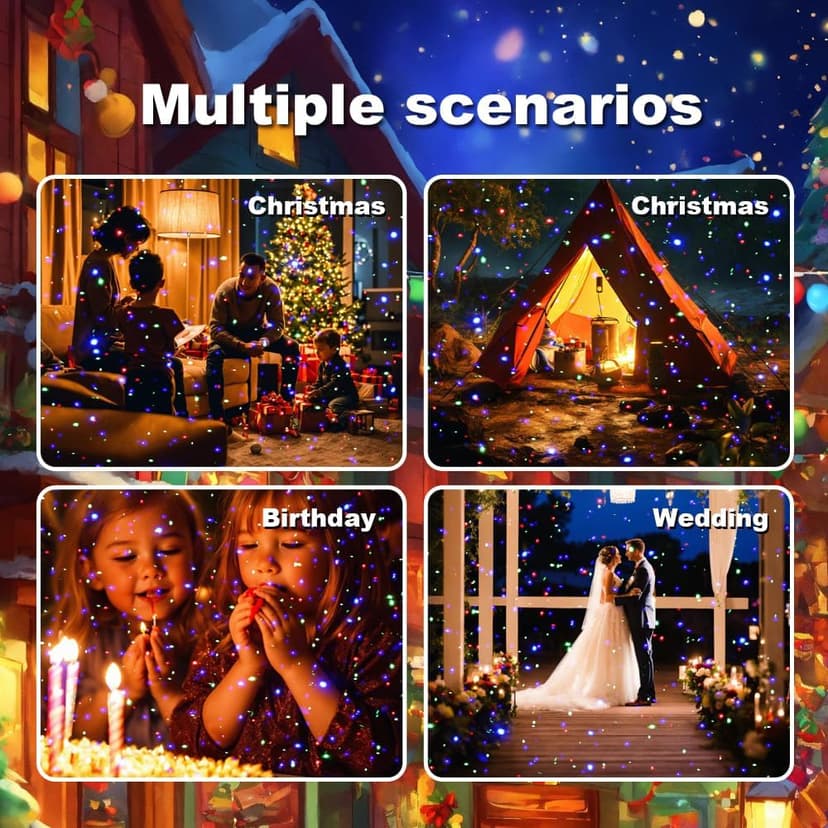 Laser Christmas Projector Lights Outdoor, 3 Color Laser Light Projector, Firefly Lights Show with RF Remote, Waterproof, Indoor Holiday Decoration, Christmas Gift, Wedding, Home Decor, Party, Garden