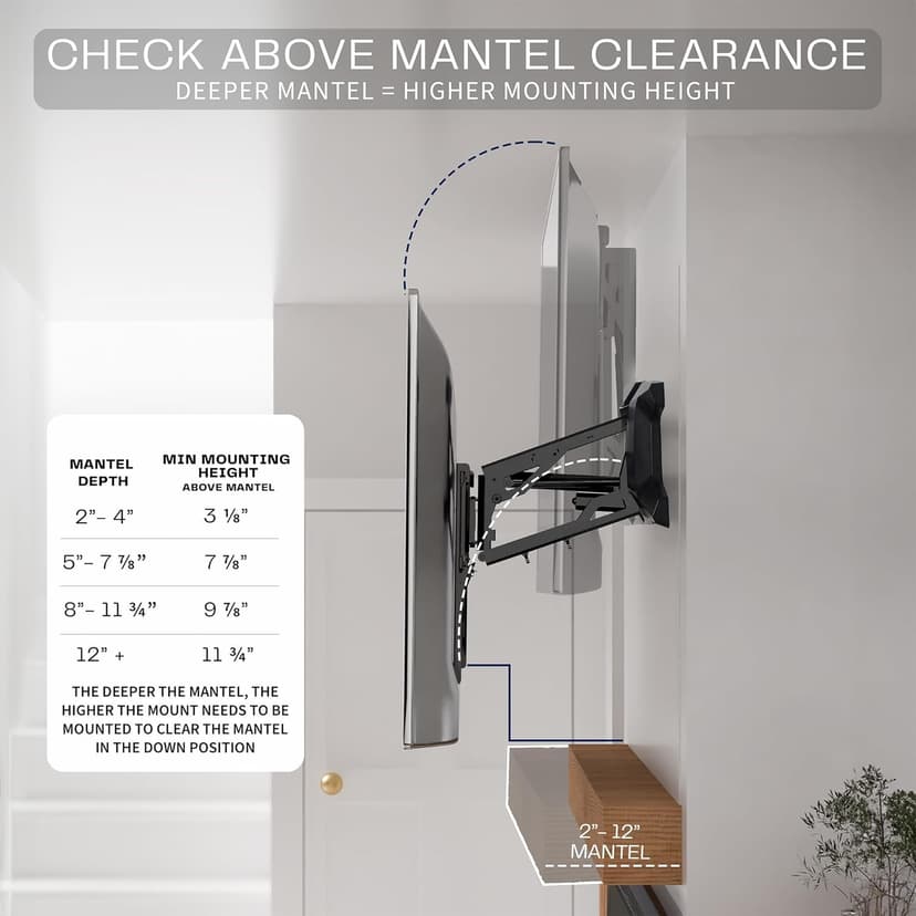 MOUNT-IT! Motorized Fireplace TV Wall Mount | Remote Control Electric Pull Down Mantel Mounting Bracket, Up to 77 Lbs Weight Capacity, Height Adjustable, Swivel, VESA 600x400 Compatible