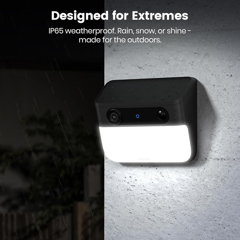 AOSU Solar Wall Light Cameras, 3K Security Cameras Wireless Outdoor, Battery Powerd Enhanced AI Detection for Fences & Parking, Easy Setup, Color Night Vision, No Monthly Fee [2.4G+Bluetooth]