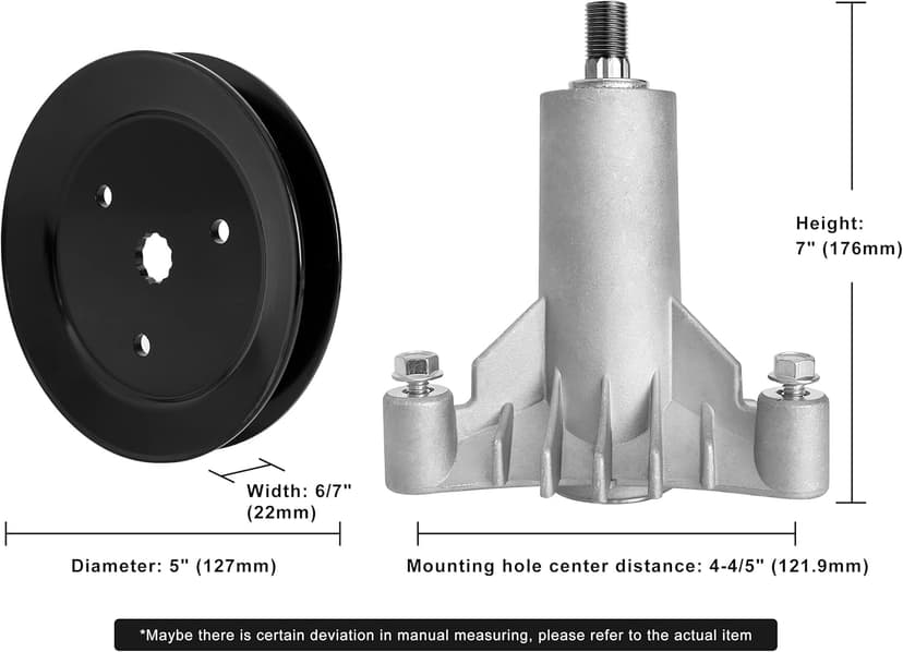 130794 Spindle 153535 Pulley Compatible with Craftsman Mower - Spindle Assembly with Pulley Compatible with Craftsman LT1000 LT2000 DYT4000 42" Deck Tractor, HU, Poulan Pro Riding Mower