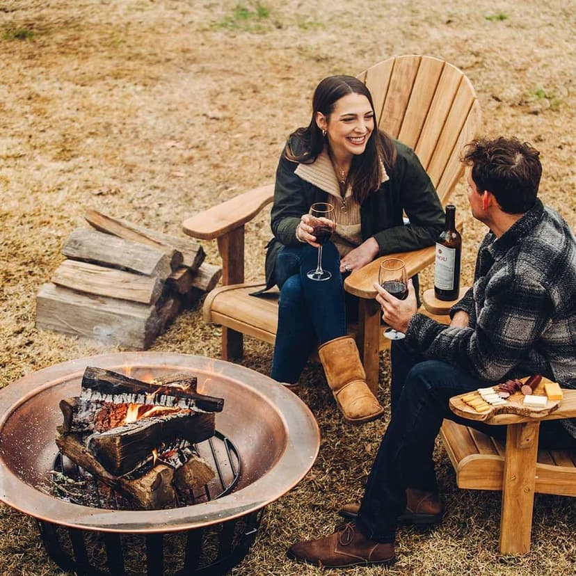 TITAN GREAT OUTDOORS Ash & Ember 40" Copper Outdoor Fire Pit with Solid Steel Base, Grate and Fire Iron Tool Included, Perfect for Backyard Fires and Gatherings