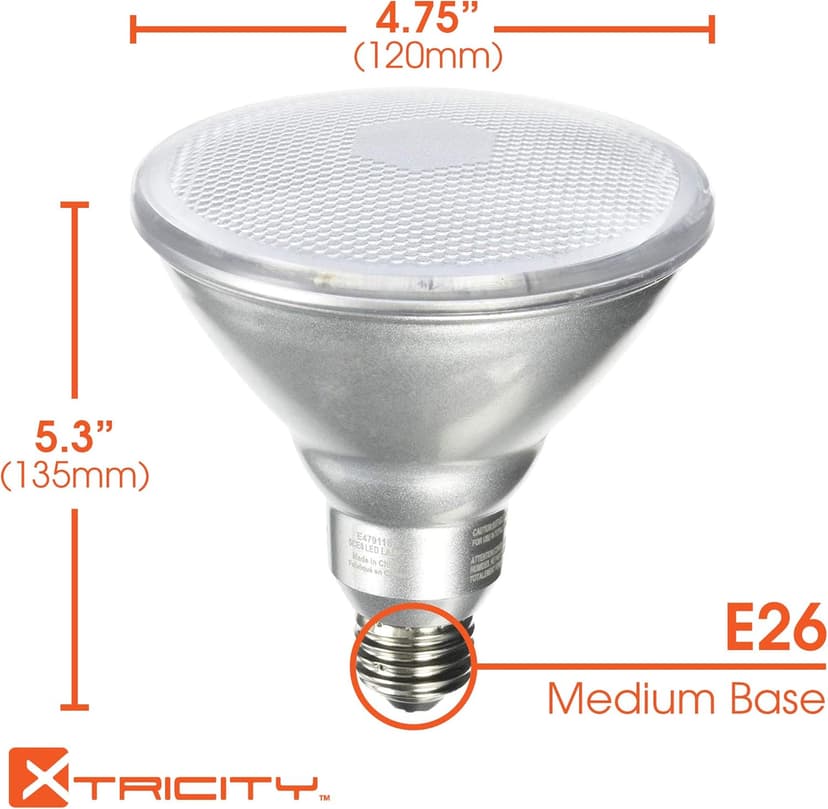 Xtricity LED PAR38 Dimmable Flood Light Bulb, 18.5W (100W Equivalent), Waterproof, 1400 Lumens, 5000k Day Light, 120V, Indoor/Outdoor, Energy Star Certified, UL Listed (4 Pack)