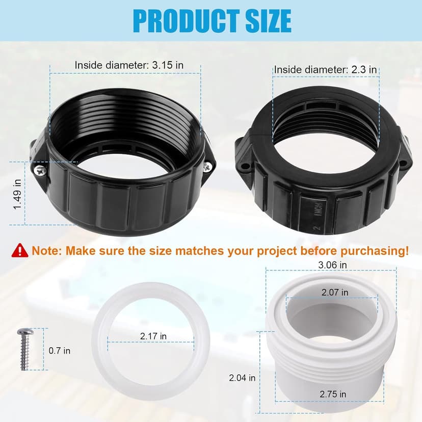 XT Hot Tub Heater Split Nut Union & Heater Tailpiece 2" Heater Adaptor