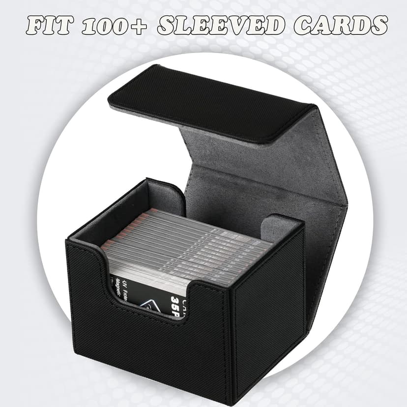 Weewooday 2 Boxes Leather Deck Card Boxes Large Size Fit 100 Plus Sleeved Cards Deck Game for Collectible Playing Compatible with Mtg Tcg(Horizontal,Black, White)
