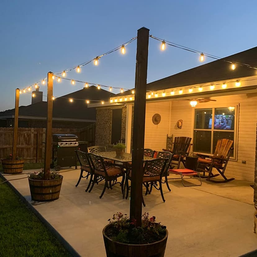Aialun 96FT(48FTx2) LED Outdoor String Lights Outside Patio Yard Lighting Waterproof Hanging Warm Glow 2200K Shatterproof Edison Bulbs Exterior,Heavy-Duty Strand Decorative Café Porch Bistro Garden