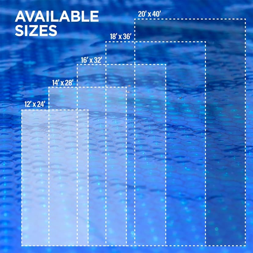 Solar Pool Cover for Inground and Above Ground Pools - 16' x 32' Rectangle 12 Mil Solar Blanket for Inground Pool, Blue