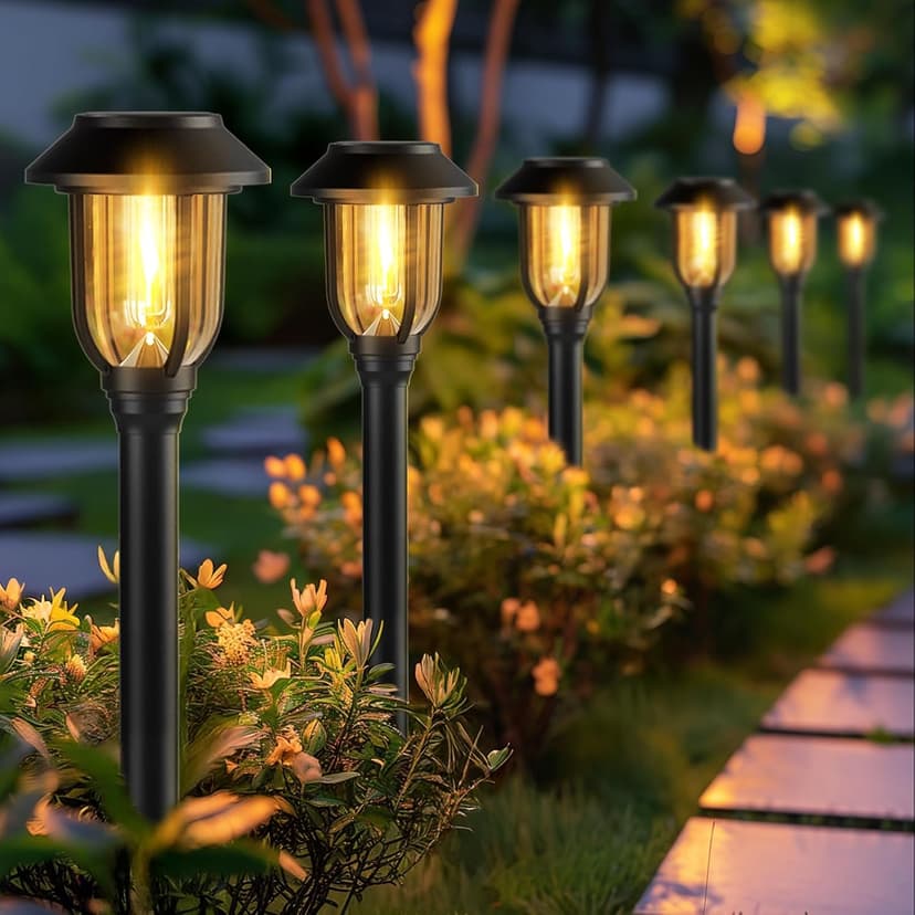 12 Pack Solar Lights Outdoor, Pathway Lights Solar Powered Outdoor Waterproof IP65 3000K Warm White Auto On/Off Garden Yard Lighting for Walkway, Driveway, Landscape, Path,Garden
