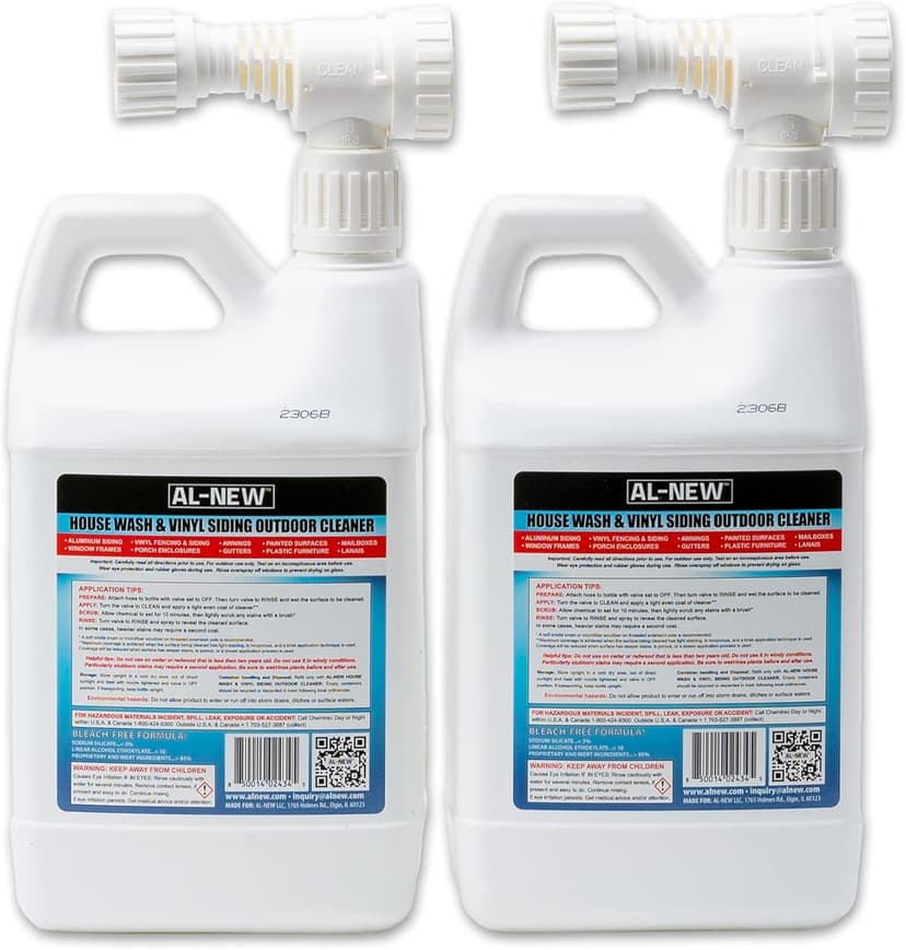 AL-NEW Outdoor Cleaner | Versatile Outdoor Cleaner 64oz Hose End Sprayer (Pack of 2) (House Wash & Vinyl Siding Outdoor Cleaner)