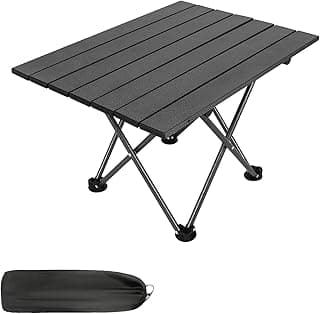 Camping Table Folding Compact Table, Portable Ultralight Aluminum Lightweight Foldable Camp Table with Carry Bag for Outdoor Cooking, Beach, Picnic, Hiking, BBQ, Travel, Boat, Black