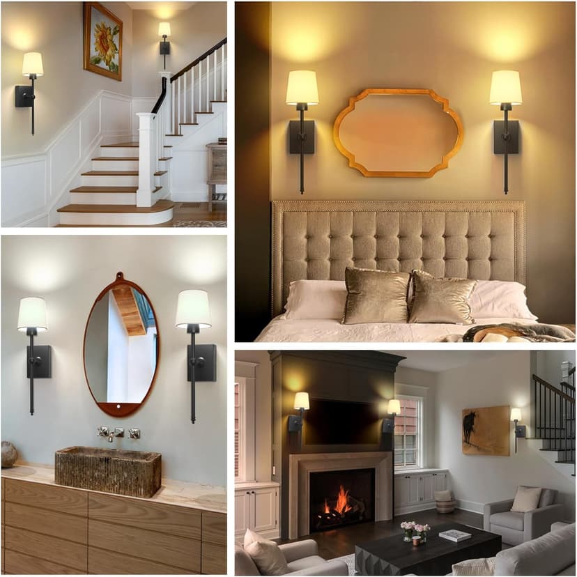 iThird Battery Operated Wall Sconces Set of 2: Black Rechargeable Wall Lights with 6000mAh Detachable Battery and Remote,4CCT Dimmable Wireless Sconce Lamp for Bedroom Living Room Hallway Bathroom