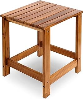 Utoplike Teak Outdoor Side Table for Patio, Pool Coffee Accent Table, Wood End Tables for Garden, Backyard, Bed, Living Room, Couch