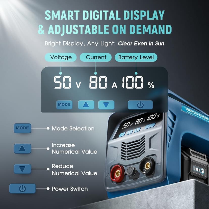 Cordless Welding Machine Upgraded Battery Powered Welder Machine MMA 160A 110V with 4 Batteries Portable LED Display Digital IGBT Inverter Stick Welder Hot Start Portable MMA ARC Welder Machine