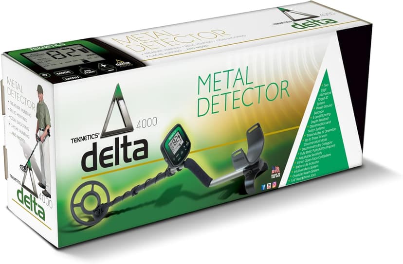 Teknetics Delta 4000 Metal Detector for Adults Features an 8" Waterproof Coil and a User-Friendly Design, Making it Perfect for Coin Shooting, relic Hunting and General Treasure Hunting