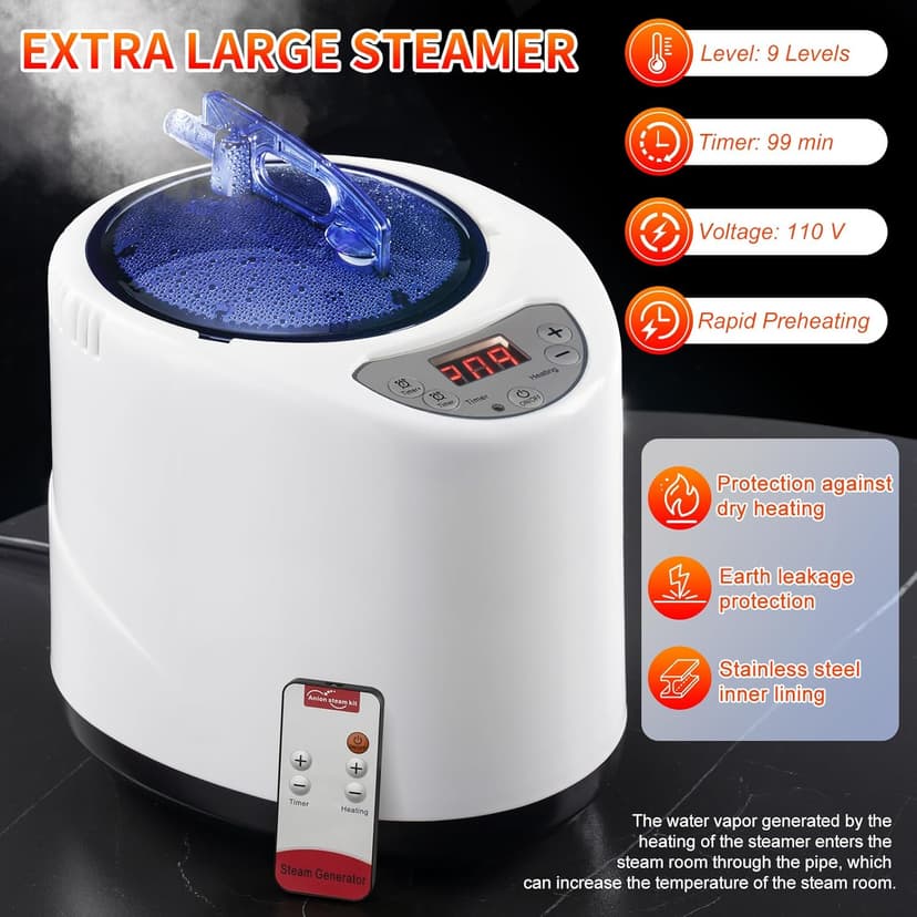 Upgraded Sauna Box for Relaxation, Detoxification, Portable Steam Sauna for Home with Steamer, 9 Levels, 2.6’ x 2.6’ x 5.9’