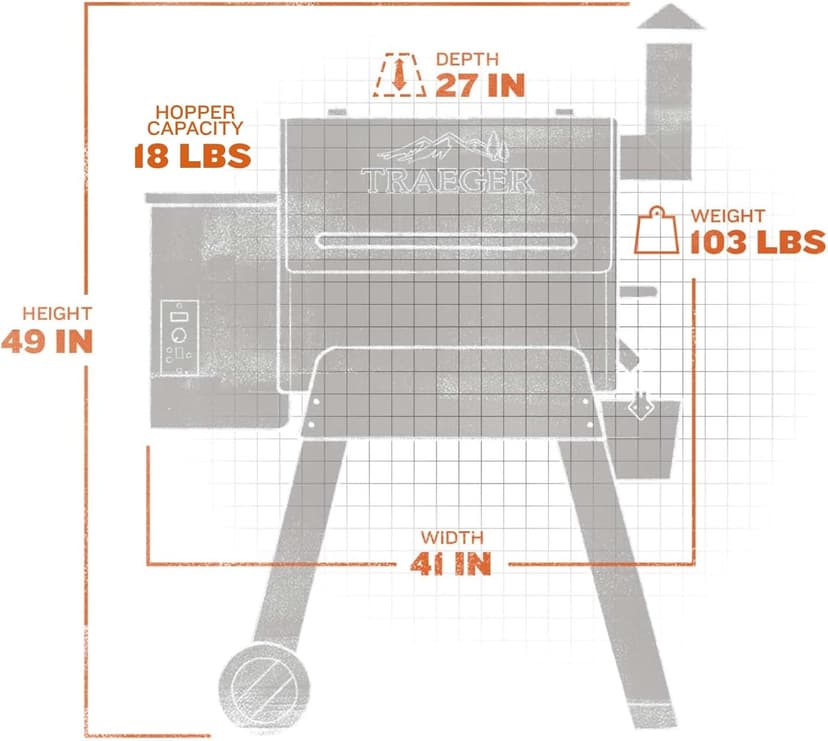 Traeger Grills Pro 22 Wood Pellet Grill & Smoker, Electric Pellet Smoker Grill Combo, 6-in-1 BBQ Versatility, 572 sq. in. Grilling Capacity, Meat Probe, 450 Degree Max Temperature, 18LB Hopper, Bronze