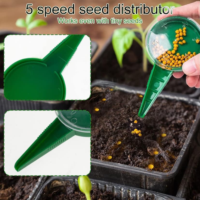 6 PCS Mini Seed Spreader, 2024 New Mini Sowing Seed Dispenser, Small Seed Planter Tool, Manual Seedlings Dibber and Widger Set, Seed Sower Spreader Handheld for Tiny Seeds, white, green, red