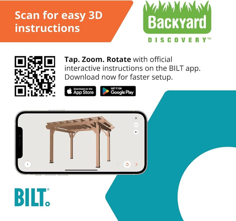 Backyard Discovery Beaumont 12' x 10' Traditional Cedar Wood Pergola Kit with Trellis Roof, All-Season Durability, High-Wind Rating, PowerPort, Shade for Outdoor Patio, Deck, Garden, and Entertaining