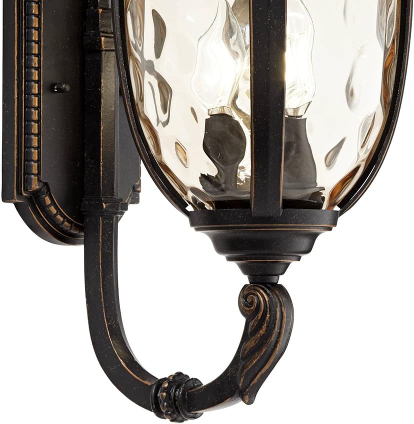 John Timberland Bellagio European Outdoor Wall Light Fixture Sconce Bronze Aluminum 21" Hammered Glass Decor for Exterior House Porch Patio Outside Deck Garage Yard Front Door Garden Home