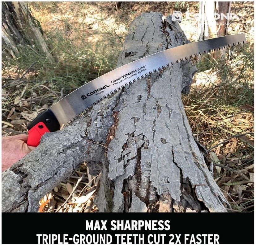 Corona Tools 14-Inch RazorTOOTH Pruning Saw | Tree Saw Designed for Single-Hand Use | Curved Blade Hand Saw | Cuts Branches Up to 8" in Diameter | RS16020, Red