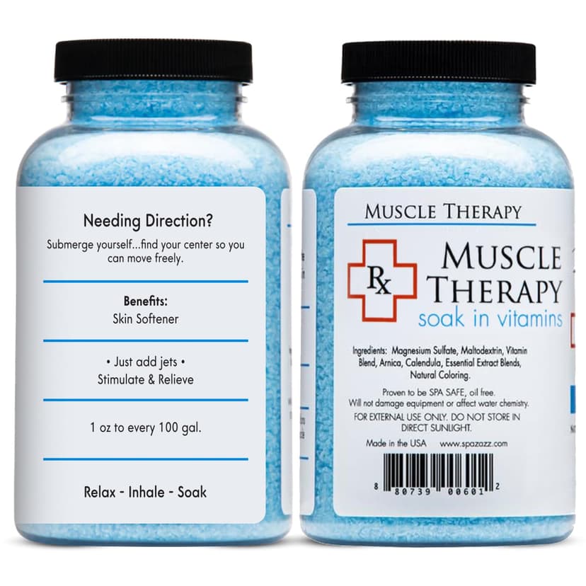 Spazazz Aromatherapy Spa and Bath Salts Crystals RX Therapy Collection 2 Pack Bundle- One 19 Oz Jar Each Spazazz Muscle Therapy and Joint Therapy- Dead Sea Bath Salt Crystals