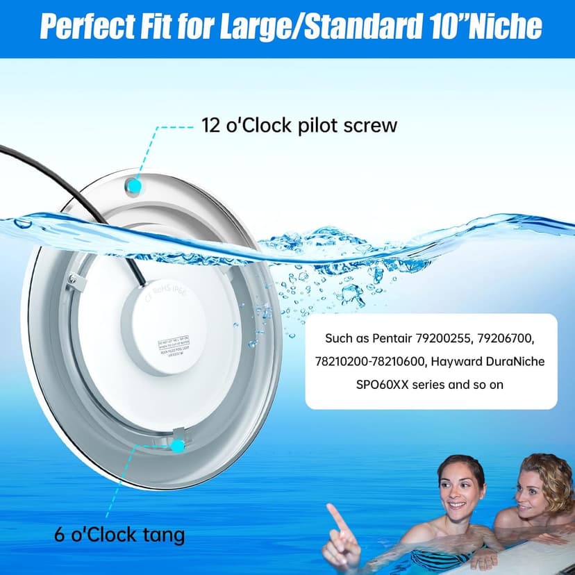 60ft Led Smart Pool Lights for Inground Pool with 3 Control Way (App/Remote/Controller), 54W 10 Inch Color Changing Underwater Swimming PoolLight for 10" Large Wet Niches