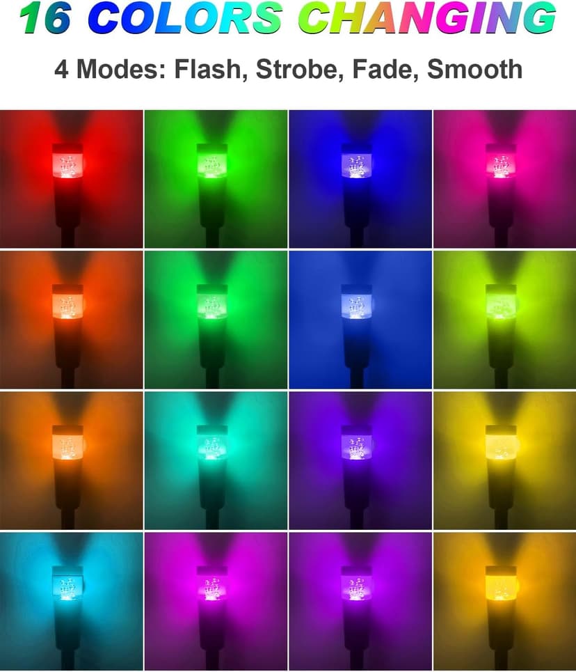 5W RGBW Low Voltage Landscape Pathway Lights with Connectors 12V Outdoor Color Changing Landscape Lighting LED Bollard Path Lights Wired Waterproof Walkway Light for Garden Yard (12 Pack)