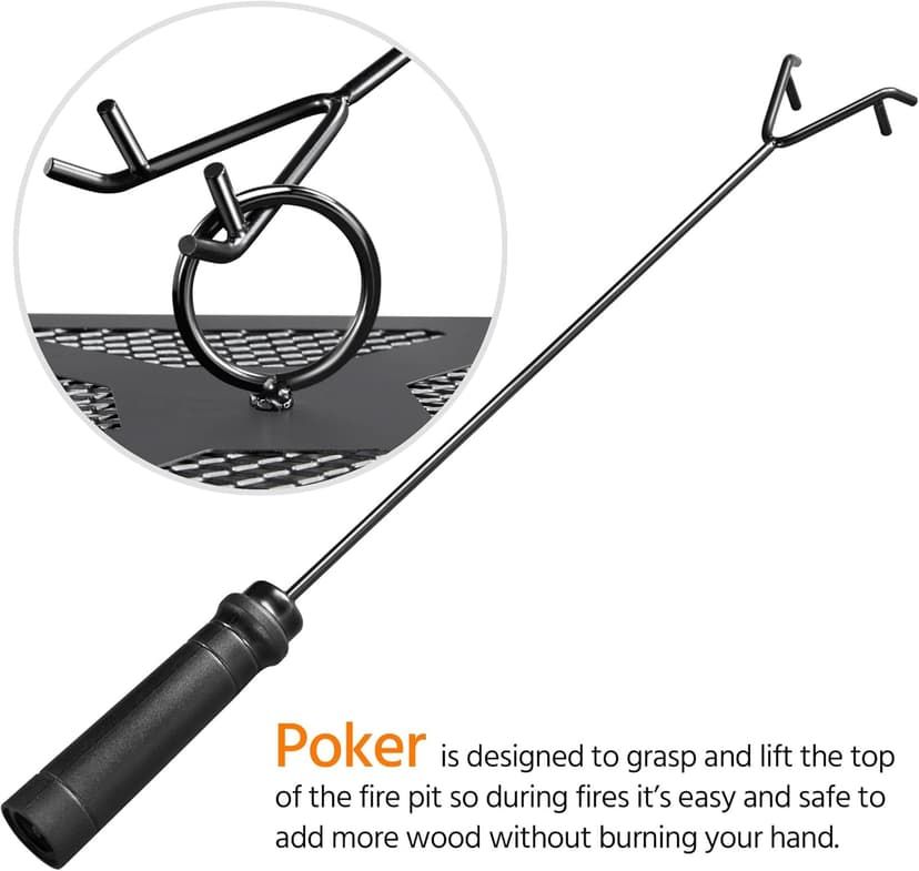 Yaheetech Fire Pit 34in Outdoor Fire Pits Fireplace Heater Stove with Screen, Waterproof Cover & Poker for BBQ Patio Bonfire