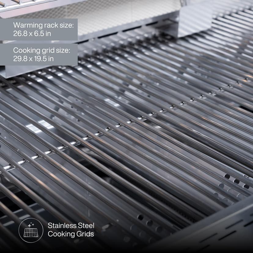 Spire Premium 5 Burner Built In Gas Grill Island Head, Stainless Steel 30 Inch Propane Grill with Rear Burner, 63,000 BTUs, 750 SQ In Racks, Dual Fuel Compatibility - 740-0788P