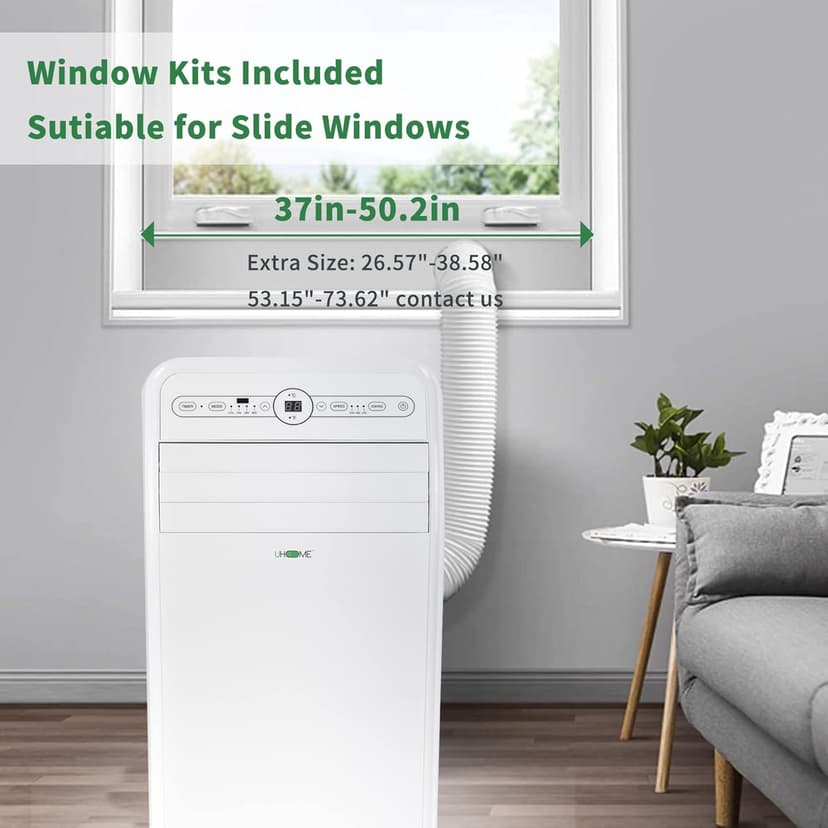 Uhome 12,000 BTU, 2024 New Portable Air Conditioner with Heat, 4-in-1 function Dehumidifier & Fan, Cools & Heats Space up to 400 Sq.ft, Remote Control and Window Kit Included, White
