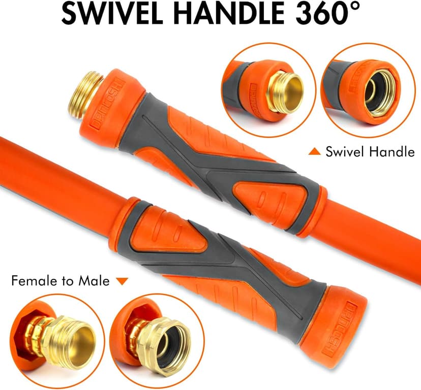 Garden Hose 75 ft x 5/8", Heavy Duty Water Hose, Flexible 75 foot garden Hose, Lightweight water Hose with Swivel Handle,3/4" Male to Female Fittings, Burst 600 PSI