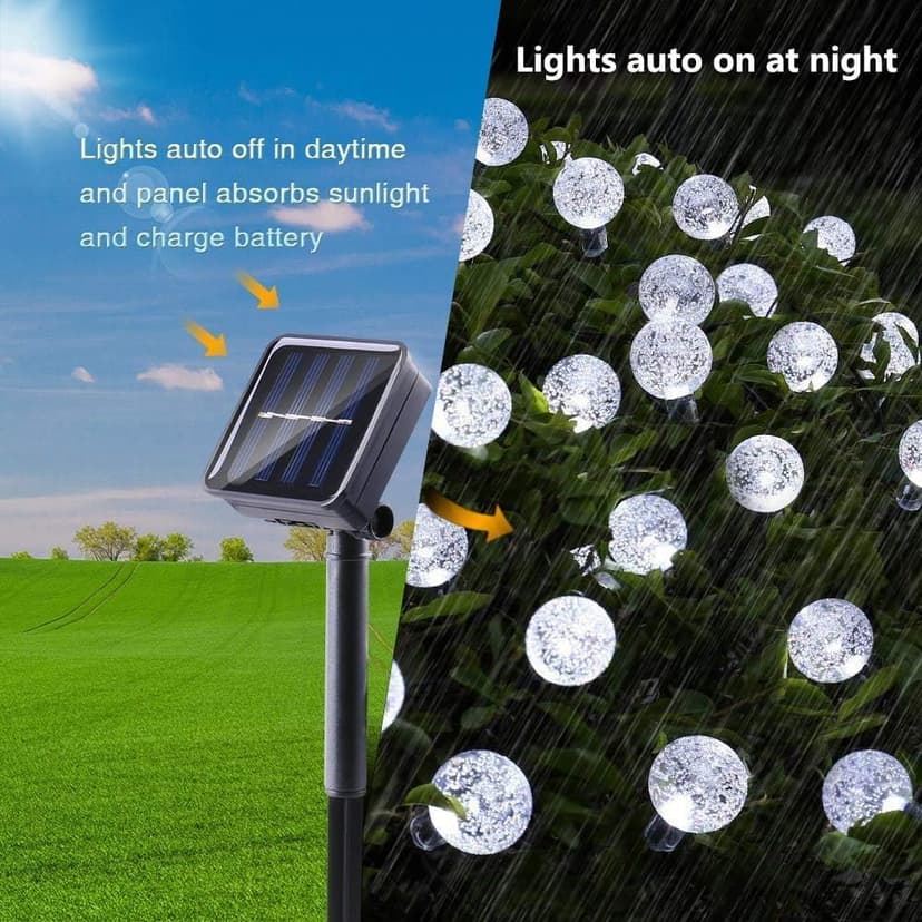Toodour Solar String Lights Outdoor, 56ft 100 LED Globe String Lights with 8 Modes, Waterproof Solar Powered Patio Lights for Garden, Lawn, Gazebo, Porch, Yard, Wedding, Party Decor - Cool White