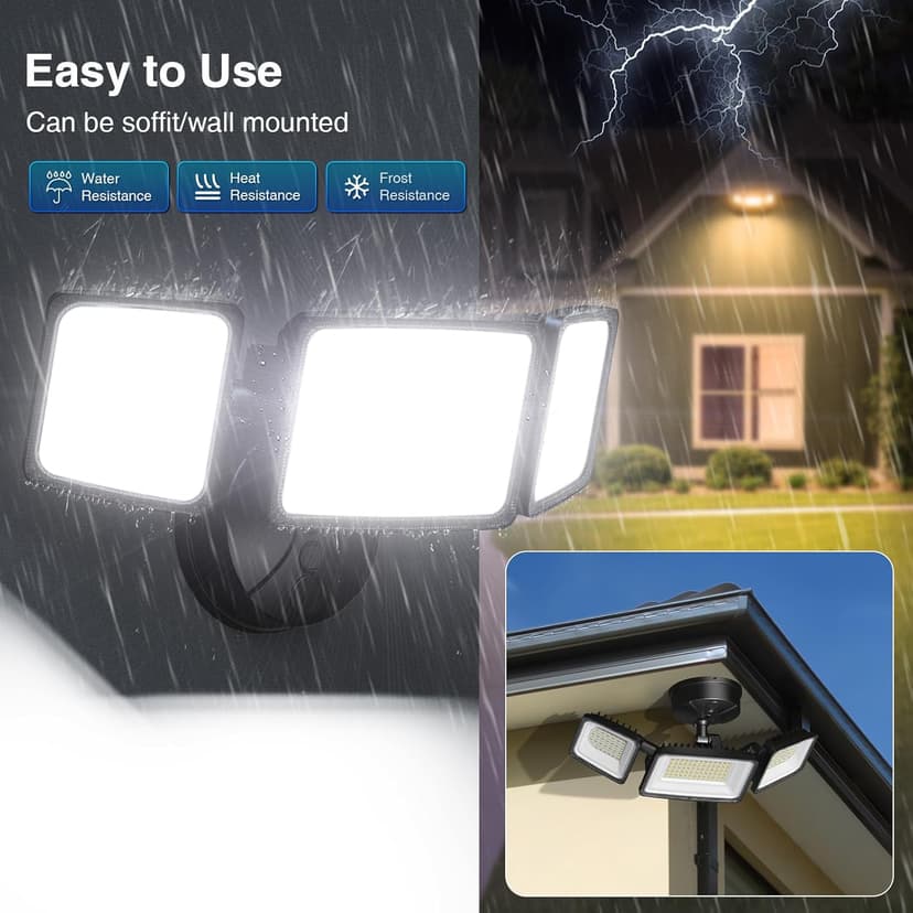 Onforu 100W Smart LED Security Flood Lights Outdoor, 9000LM Brightness Adjustable, WiFi Alexa Flood Light APP Control Tunable 2700K-6500K, Exterior Floodlight with 3 Adjustable Heads for Yard Garage