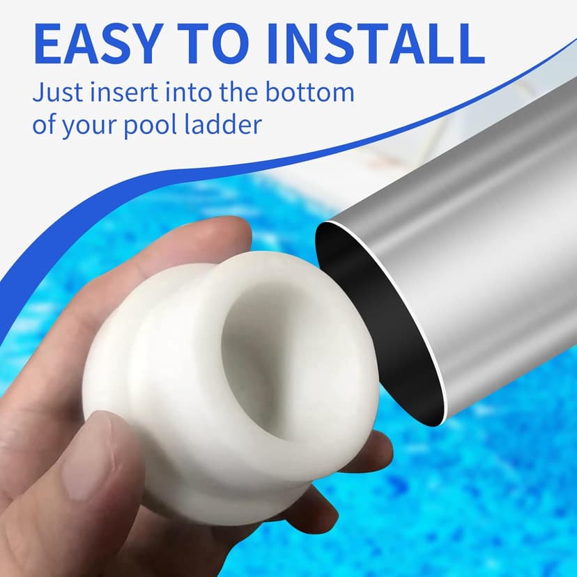 Pool Ladder Bumpers for Inground Pool - Pool Ladder Plugs Fits 1.9” Swimming Pool Ladder Tubing - Steps Inside Plug Caps for Protect Swimming Pool Liner, Rubber Ladder Foot Cover (2Pack)