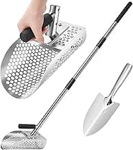 GADFISH Sand Scoop for Metal Detecting, Metal Detector Scoop, Stainless Steel Sand Sifter Shovel, Fast Sifter Shovel for Underwater Treasure Hunting (Stainless Steel)