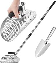 GADFISH Sand Scoop for Metal Detecting, Metal Detector Scoop, Stainless Steel Sand Sifter Shovel, Fast Sifter Shovel for Underwater Treasure Hunting (Stainless Steel)