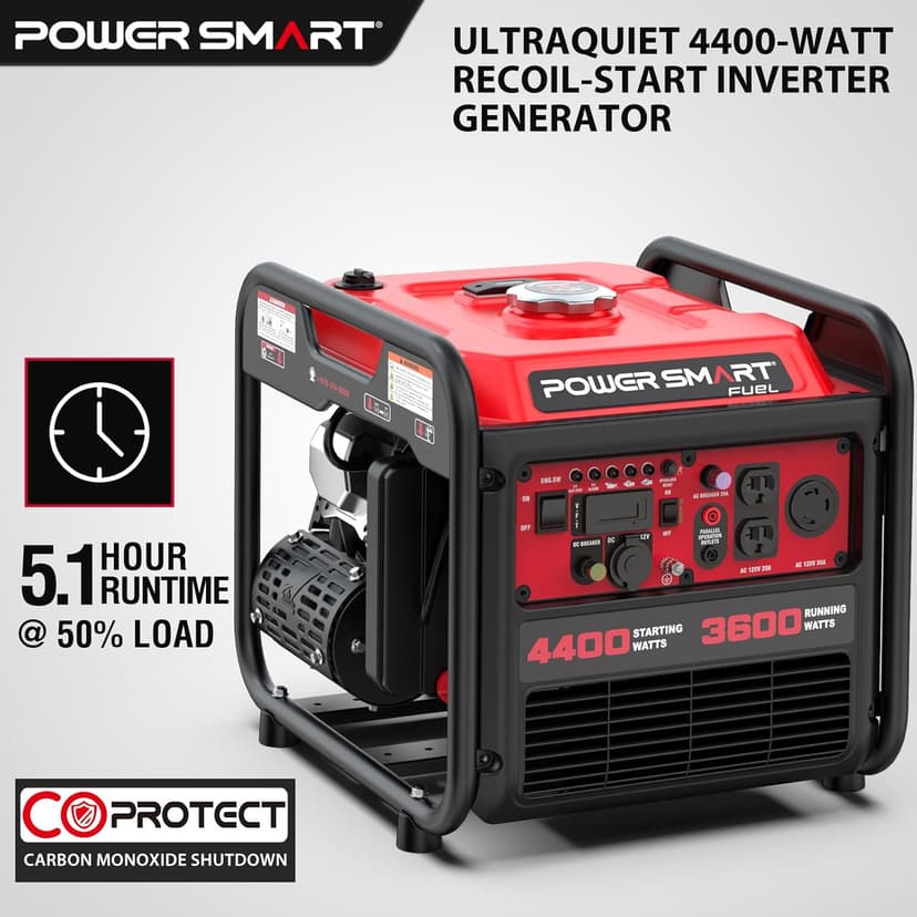 PowerSmart 4400-Watt Portable Generator with Inverter Technology, CO Sensor, RV Ready, DL5040C