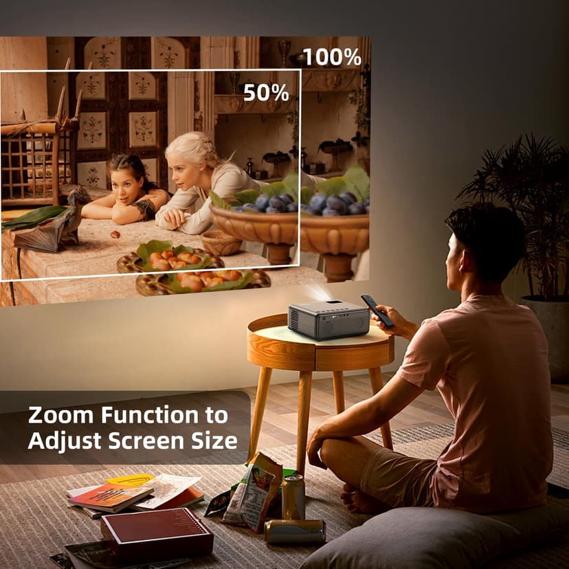 FUDONI Projector with WiFi and Bluetooth 4K Supported, Upgraded Outdoor Movie Projectors Native 1080P FHD 12000L, Video Proyector for Home Theater, Compatible w/HDMI/USB/iOS/Android/Windows/TV Stick