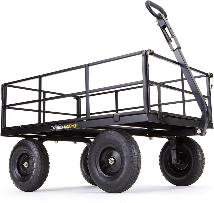 Gorilla Carts Heavy Duty Utility Cart, All Terrain Garden Wagon, 1200 Lb, Black