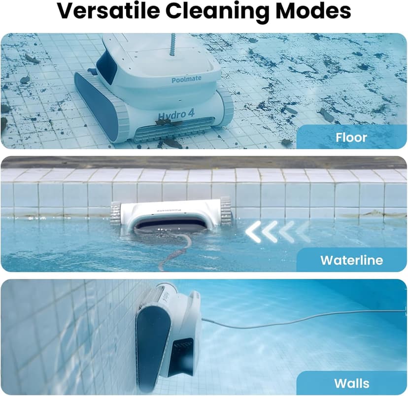 Hydro 4 Corded Robotic Pool Cleaner, Pool Vacuum for Inground Aboveground Pools, 4.1L Filter Basket, Floor Wall Waterline Cleaning, Pool Cleaner Robot Ideal for Pools up to 50 FT in Length