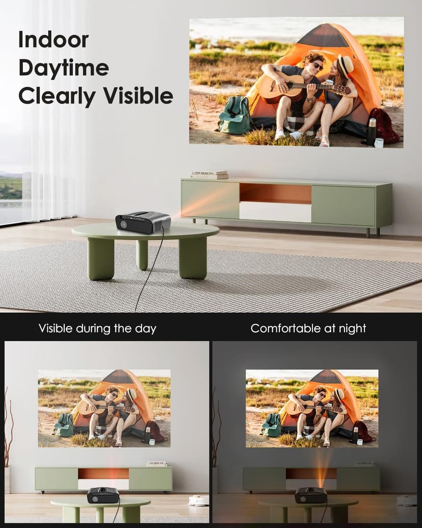 Daylight Projector 4K Ultra HD 1800 High ANSI Smart Home Theater with WiFi 6, Bluetooth, NFC, Streaming Apps, Bright Daytime Proyector, HDR10+, Auto Focus, HDMI 2.1 ARC USB for Movie Video Gaming CIVE