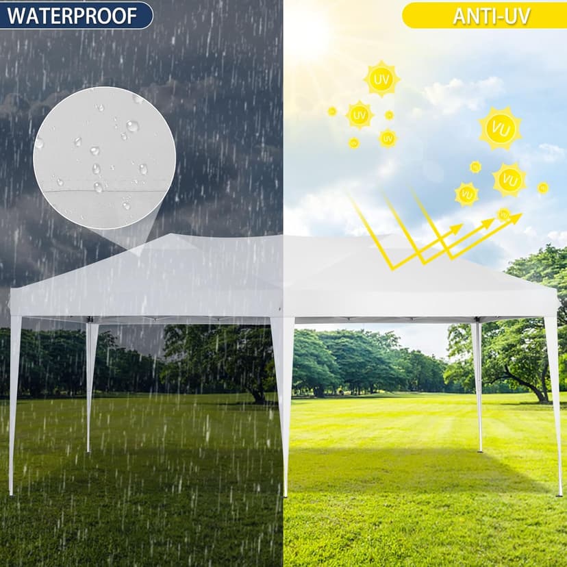 COBIZI Canopy 10x20 Pop Up Canopy Tent Party Tents for Parties Weddings Backyard Waterproof Canopy Outdoor Commercial Instant Canopy Event Tent with Stakes, Ropes,Sandbags, White