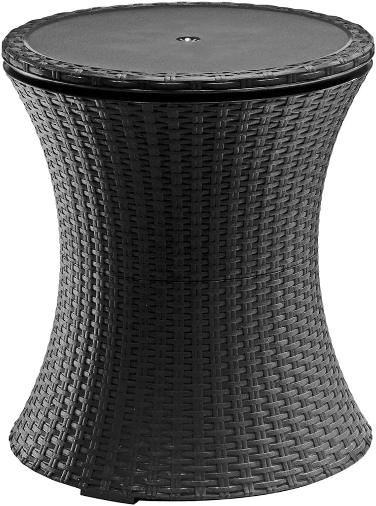 Keter Pacific Cool Bar Outdoor Patio Furniture and Hot Tub Side Table with 7.5 Gallon Beer and Wine Cooler, Dark Grey