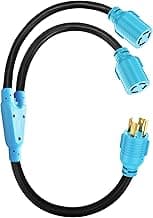 CircleCord 4 Prong 30 Amp Generator Splitter Y Adapter, NEMA L14-30P to 2X L14-30R, 10 AWG SJTW for Manual Transfer Switch, Generators, 125/250V 7500W