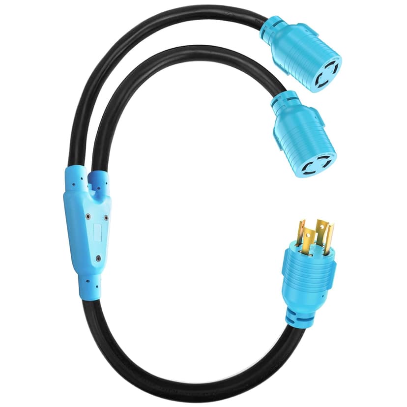 CircleCord 4 Prong 30 Amp Generator Splitter Y Adapter, NEMA L14-30P to 2X L14-30R, 10 AWG SJTW for Manual Transfer Switch, Generators, 125/250V 7500W